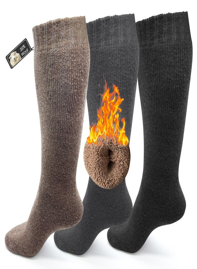 mickee Thick Wool Socks for Women, 3 Pairs Knee High Sock, Warm Sock Thermal Socks for Outdoor Sports Winter Gifts - Image 1